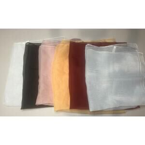 Vintage Scarf Lot 6 100% Polyester Made in Korea Hair Wrap Retro Sheer 1950 60s